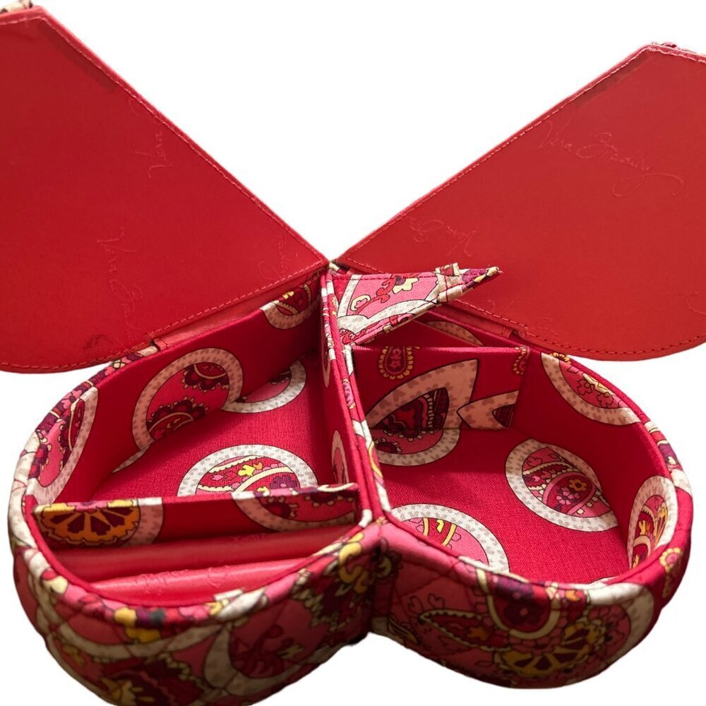 Vera Bradley Retro Red Heart Shaped Quilted Paisley Print Jewelry Box… - Picture 7 of 12